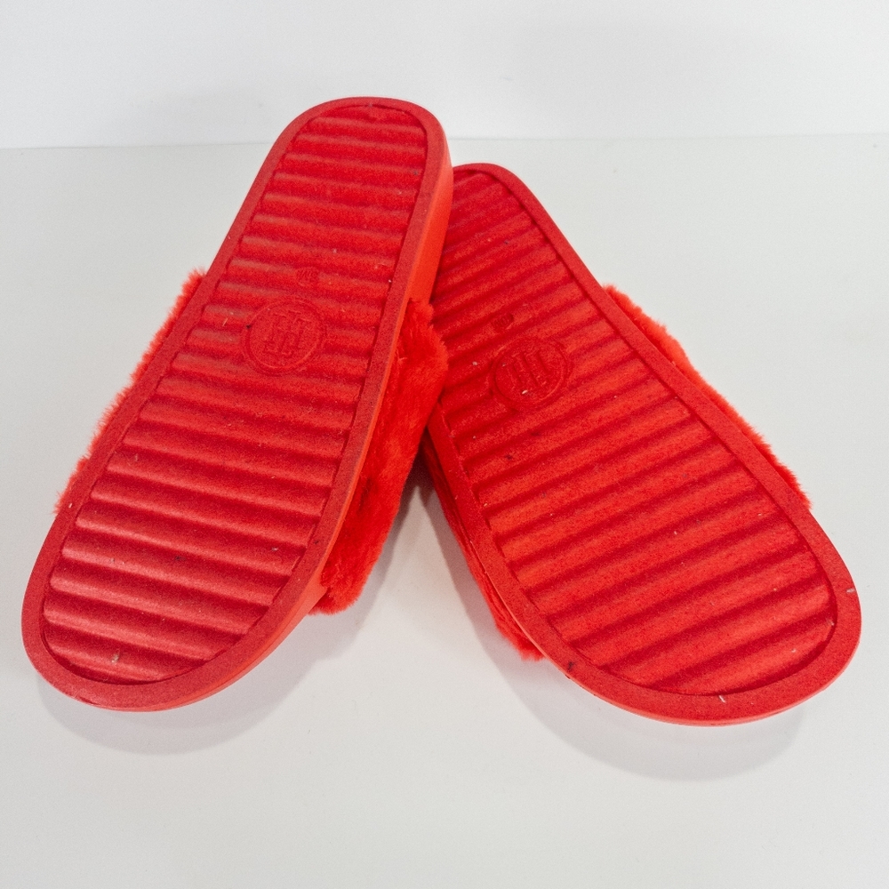 Tommy Hilfiger Twhahna Faux Fur Slingback Sandals Red -10 - Picture 7 of 7